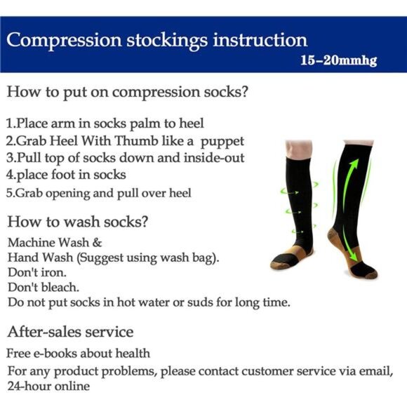 Copper Compression Socks for Men & Women Circulation 8 Pairs 15-20mmHg - Picture 4 of 6